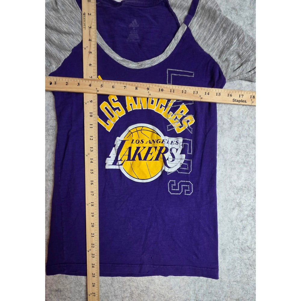 Adidas Los Angeles Lakers Shirt Womens Medium Purple Long Sleeve NBA Raglan Tee - Picture 5 of 5